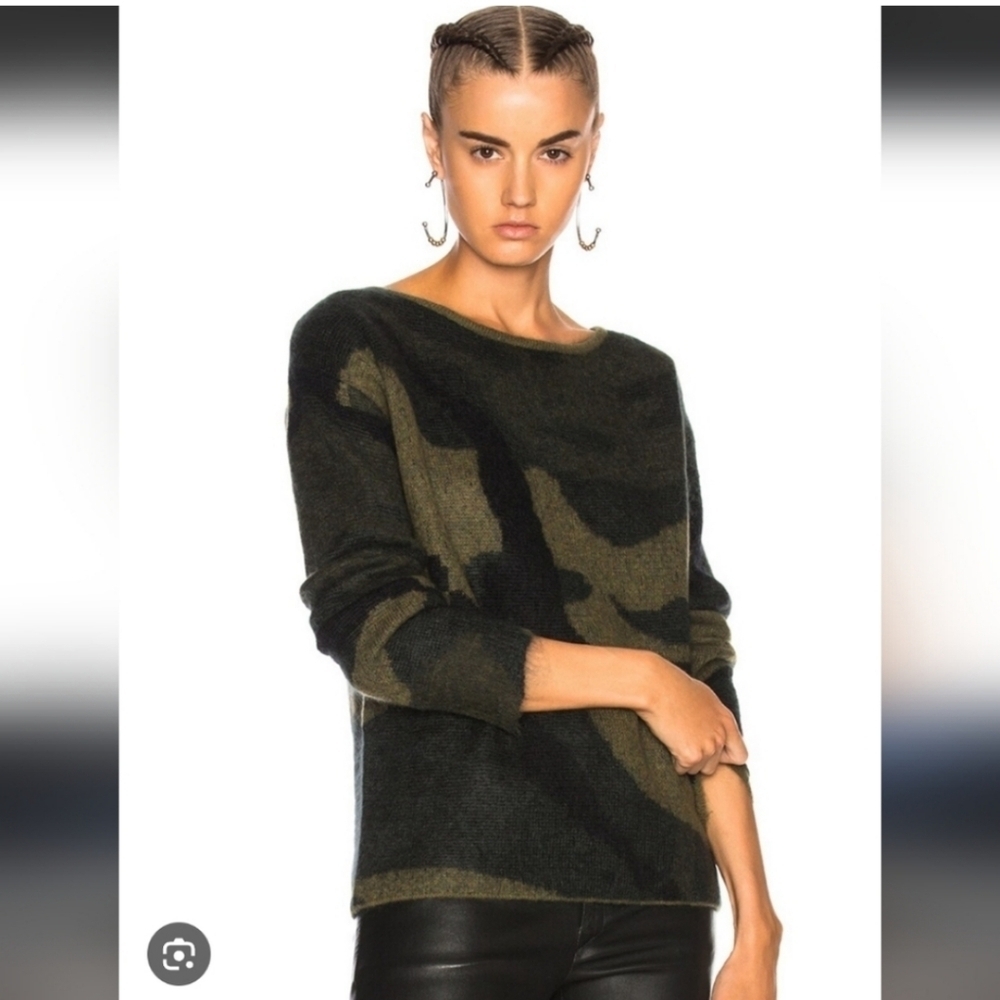 Rag & Bone Women's Pullover Camo Sweater Wool, Mohair, Silk Blend_Small